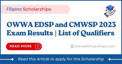 OWWA EDSP and CMWSP 2023 Results are out .